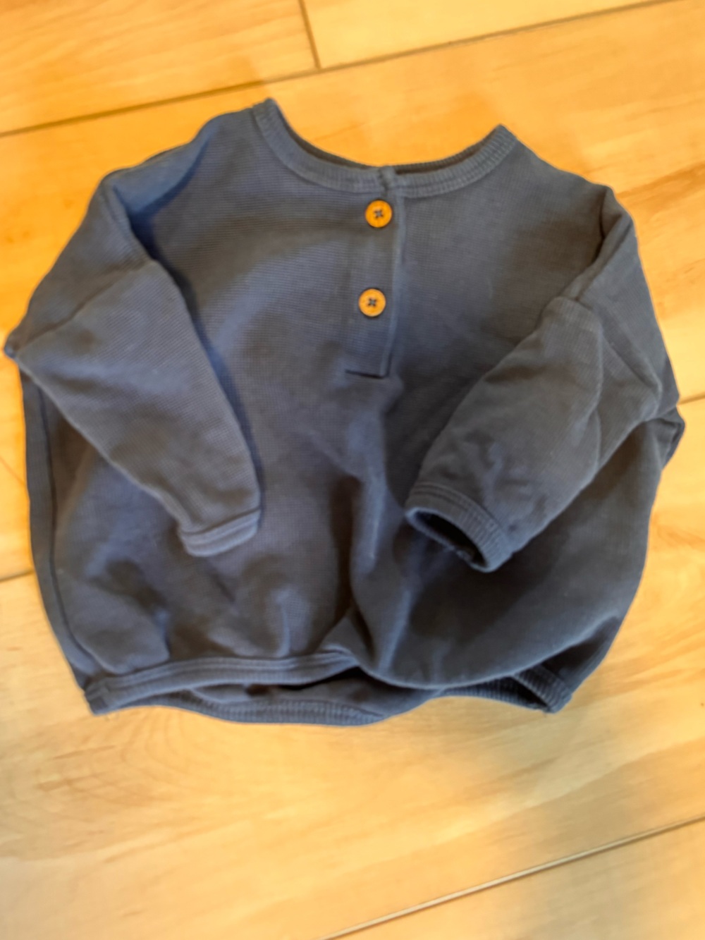 next Waffle Knit Navy Blue Baby Long-Sleeve shirt with Buttons